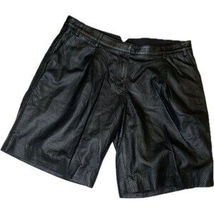 Tibi Black Perforated Leather Women's Shorts